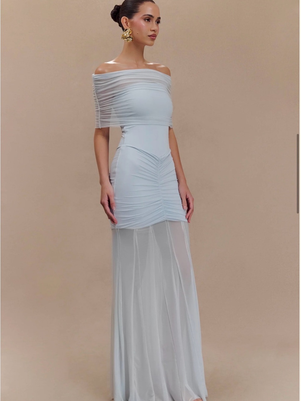 Meshki Off-Shoulder Caspian Mesh Maxi Dress